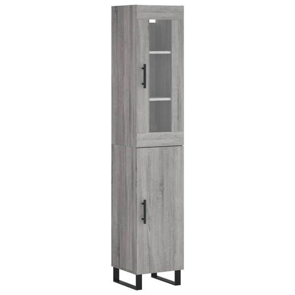 vidaXL Buffet haut Sonoma gris 34,5x34x180 cm Bois d'ingénierie