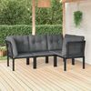 vidaXL Salon de jardin 4 pcs noir et gris résine tressée
