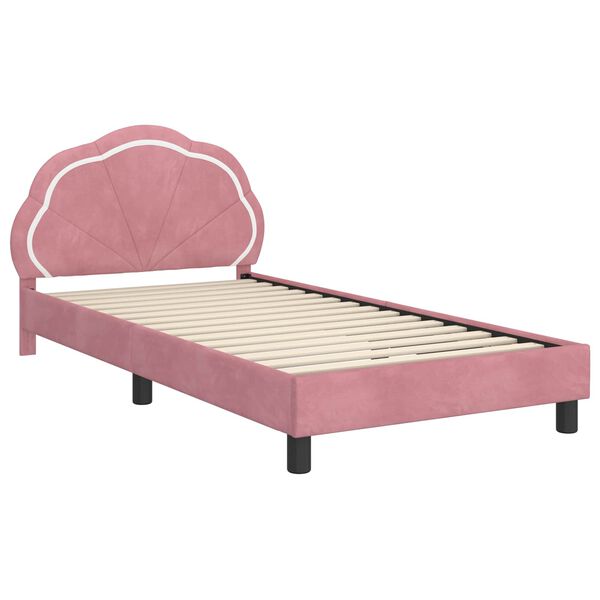 vidaXL Cadre de lit pour enfants avec t&ecirc;te de lit Rose 90 x 200 cm
