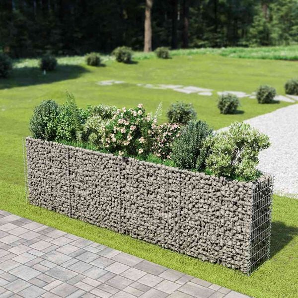 vidaXL Lit sur&eacute;lev&eacute; &agrave; gabion Acier galvanis&eacute; 360x50x100 cm