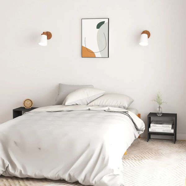 vidaXL Tables de chevet 2 pcs Gris 40x30,5x40 cm Bois de pin massif