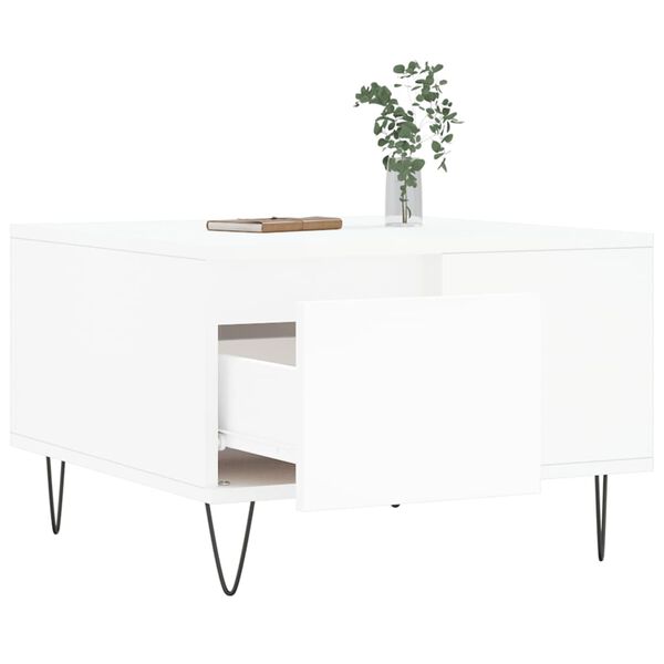 vidaXL Table basse blanc 55x55x36,5 cm bois d'ingénierie