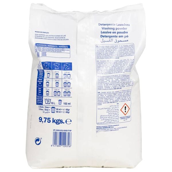 vidaXL Lessive en poudre pour 150 lavages 9,75kg blanc