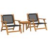 vidaXL Chaises de jardin avec table 3 pcs Noir Bois d'Acacia Massif