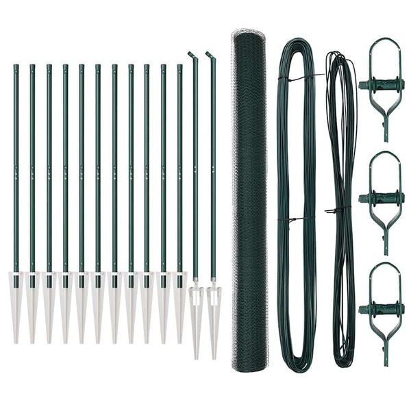 vidaXL Poteau de clôture. Vert 25 x 1,5 m (maille de 13 mm) Acier