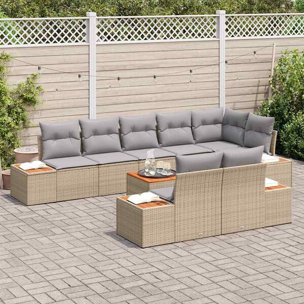 vidaXL Ensemble de canap&eacute; de jardin 8 pcs Beige et Gris clair