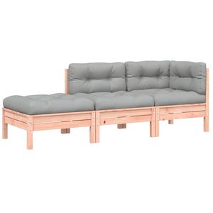 vidaXL Canap&eacute; de jardin avec coussins et repose-pied 3 places