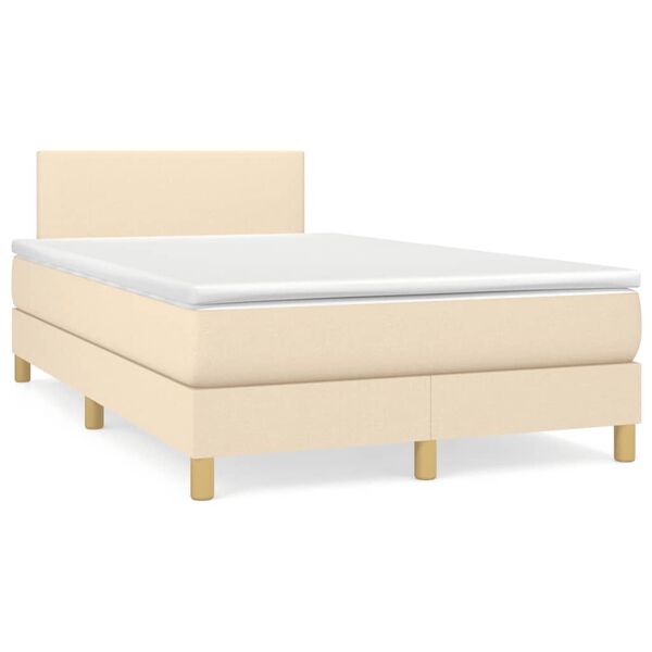 vidaXL Sommier &agrave; lattes de lit avec matelas cr&egrave;me 120x190 cm tissu