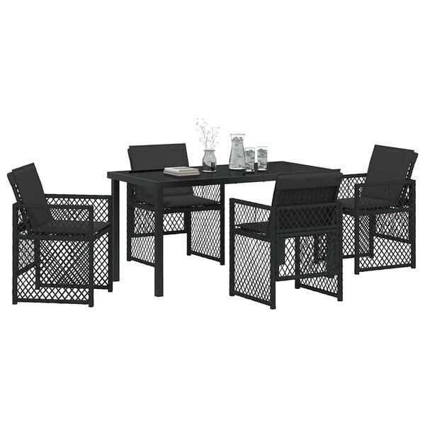 vidaXL Ensemble de salle &agrave; manger pour jardin 5 pcs Noir polyrotin