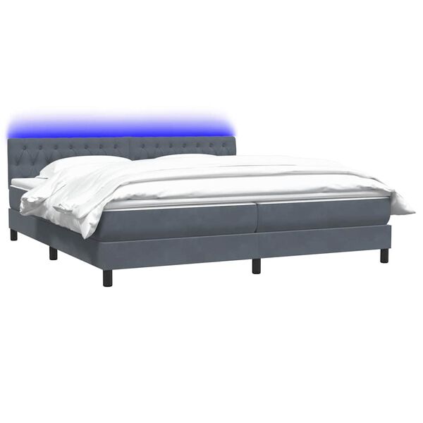 vidaXL Sommier &agrave; lattes de lit et matelas et LED gris fonc&eacute; 180x220cm velours