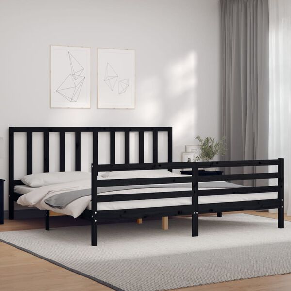 vidaXL Cadre de lit sans matelas noir 200x200 cm bois massif de pin