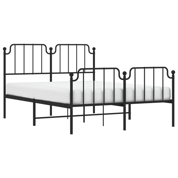 vidaXL Cadre de lit métal sans matelas avec pied de lit noir 140x190cm