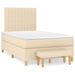 vidaXL Sommier &agrave; lattes de lit avec matelas cr&egrave;me 120x190 cm tissu
