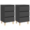 vidaXL Tables de chevet avec pieds en bois 2 pcs Gris 40x35x69 cm
