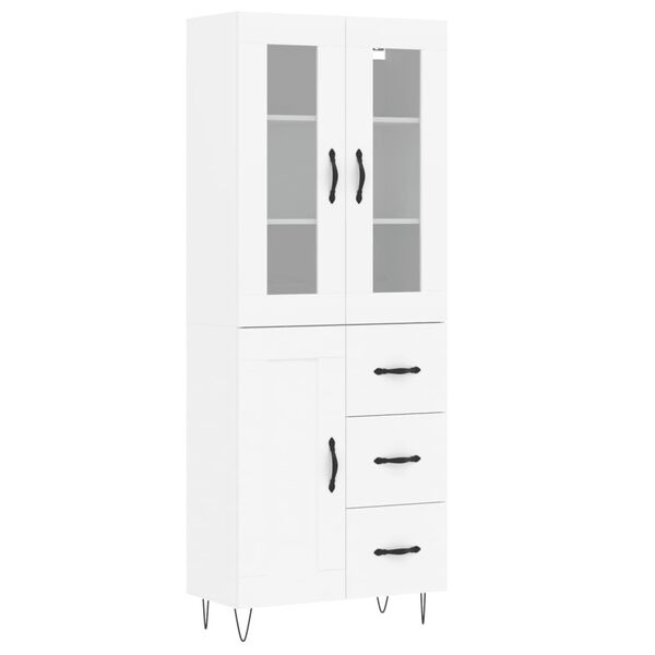 vidaXL Buffet haut Blanc 69,5x34x180 cm Bois d'ing&eacute;nierie