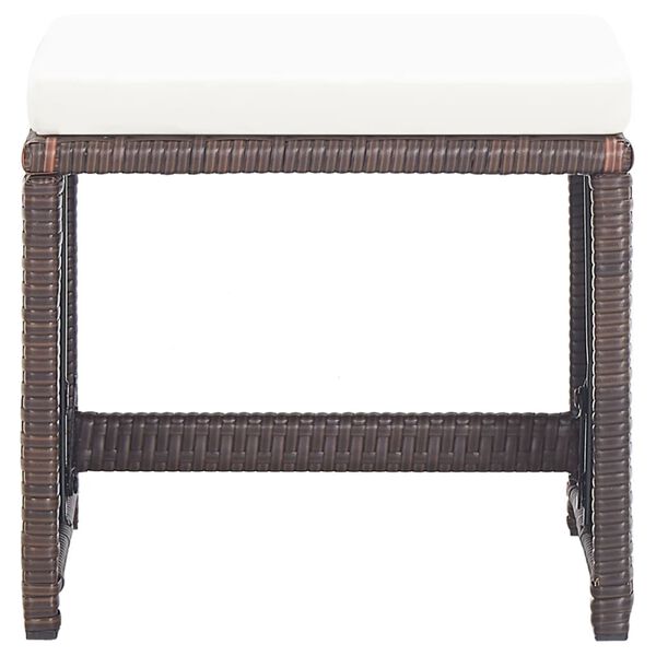 vidaXL Tabourets de jardin lot de 4 et coussins Résine tressée Marron