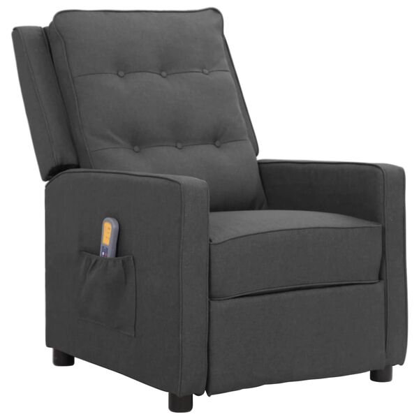 vidaXL Fauteuil de massage inclinable Gris fonc&eacute; Tissu