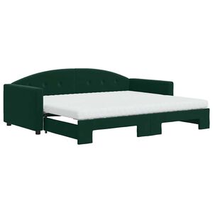 vidaXL Lit de jour avec gigogne et matelas vert fonc&eacute; 90x200cm velours