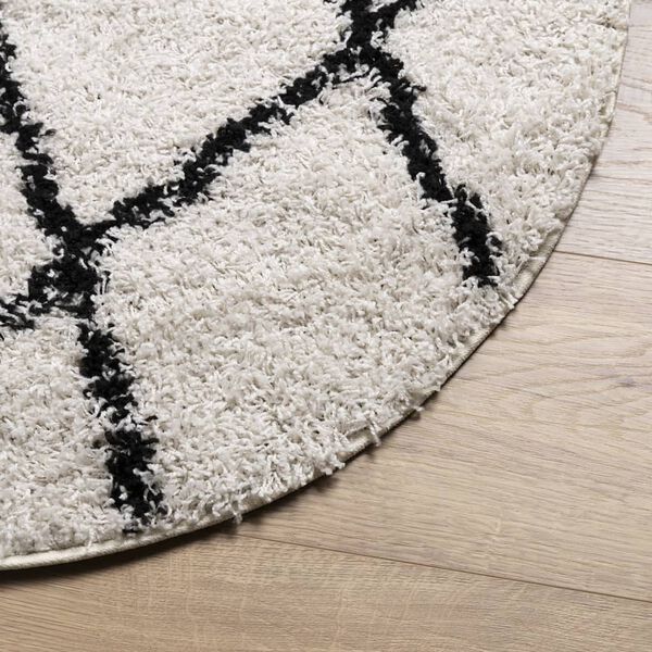 vidaXL Tapis shaggy à poils longs moderne crème et noir Ø 280 cm