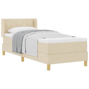 vidaXL Lit &agrave; ressorts avec matelas Cr&egrave;me 200 x 80 cm Polyester
