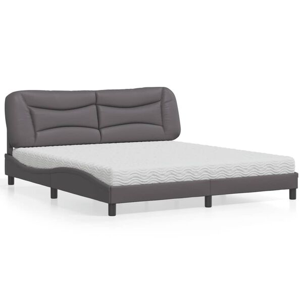 vidaXL Lit avec matelas Hvar gris 180x200 cm similicuir