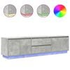 vidaXL Meuble TV avec lumi&egrave;res LED gris b&eacute;ton 193,5x41x50 cm