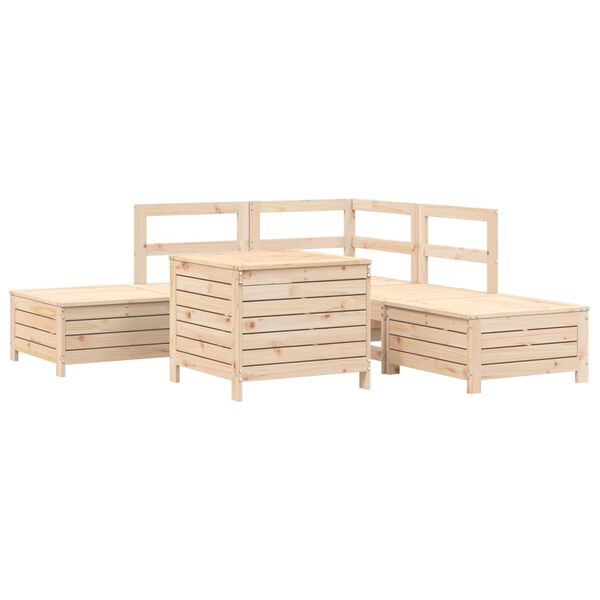 vidaXL Salon de jardin 6 pcs bois de pin massif