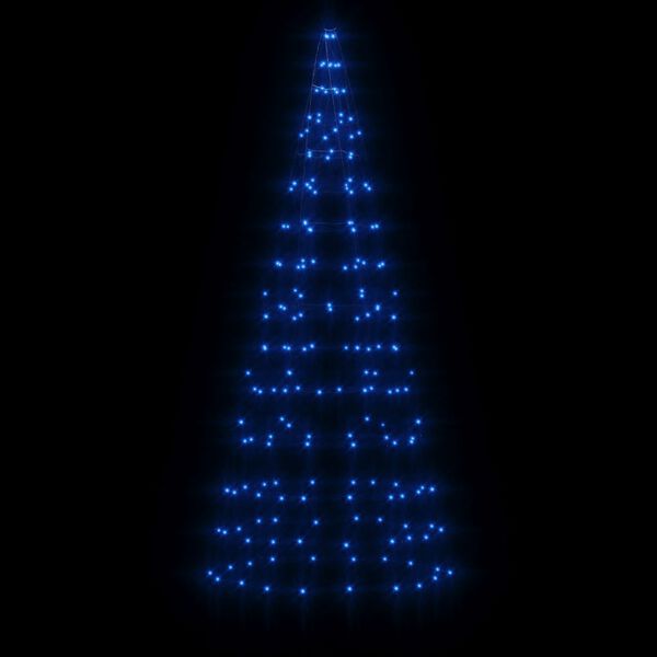 vidaXL Sapin de No&euml;l &agrave; LED sur m&acirc;t de drapeau 200 LED bleu 180 cm
