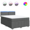 vidaXL Sommier &agrave; lattes de lit avec matelas Gris fonc&eacute; 140x190cm Tissu