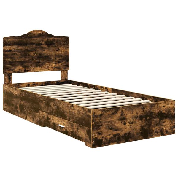 vidaXL Cadre de lit Ch&ecirc;ne fum&eacute; 100 x 200 cm Bois d'ing&eacute;nierie