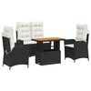 vidaXL Ensemble &agrave; manger de jardin 4 pcs avec coussins noir