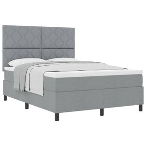 vidaXL Lit &agrave; ressorts avec matelas Gris clair 160 x 200 cm tissu