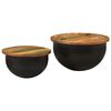 vidaXL Ensemble de tables basses 2 pcs noir bois r&eacute;cup&eacute;ration massif
