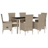 vidaXL Ensemble &agrave; manger de jardin et coussins 7 pcs beige poly rotin