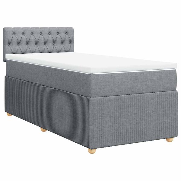 vidaXL Sommier &agrave; lattes de lit avec matelas Gris clair 100x200cm Tissu