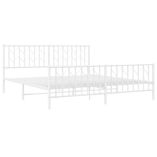 vidaXL Cadre de lit m&eacute;tal sans matelas et pied de lit blanc 183x213 cm
