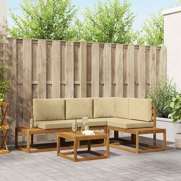 vidaXL Ensemble de canap&eacute;s d'ext&eacute;rieur 5 Pi&egrave;ce Naturel et Beige