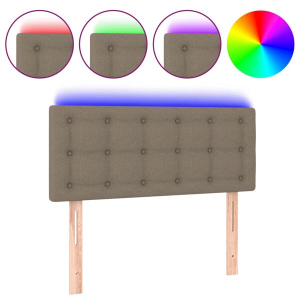 vidaXL T&ecirc;te de lit &agrave; LED Taupe 100x5x78/88 cm Tissu