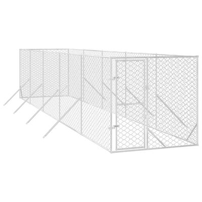 vidaXL Chenil d'extérieur pour chiens argenté 2x10x2 m acier galvanisé