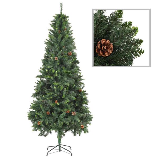 vidaXL Arbre de Noël artificiel pré-éclairé/boules pommes de pin 210cm