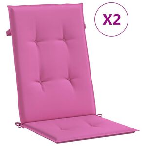 vidaXL Coussins de chaise de jardin &agrave; dossier haut lot de 2 rose tissu