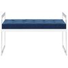 vidaXL Banc 97 cm Bleu Velours et acier inoxydable