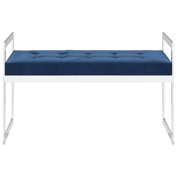 vidaXL Banc 97 cm Bleu Velours et acier inoxydable