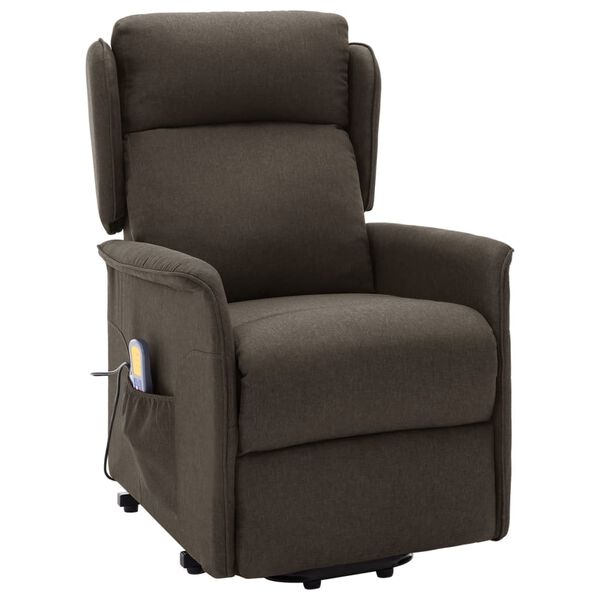 vidaXL Fauteuil de massage Marron foncé Tissu