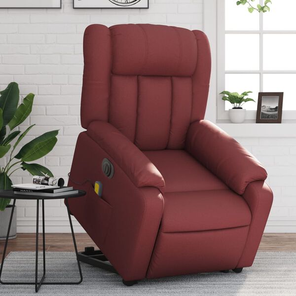 vidaXL Fauteuil inclinable de massage &eacute;lectrique rouge bordeaux