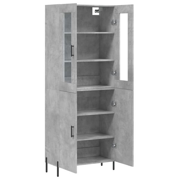 vidaXL Buffet haut Gris b&eacute;ton 69,5x34x180 cm Bois d'ing&eacute;nierie