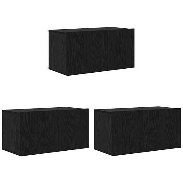 vidaXL Ensemble meuble TV 3 pcs Noir 60 x 30 x 30 cm Bois d'ing&eacute;nierie