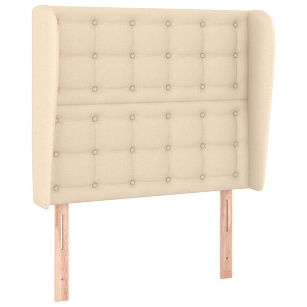 vidaXL T&ecirc;te de lit avec oreilles Cr&egrave;me 103x23x118/128 cm Tissu