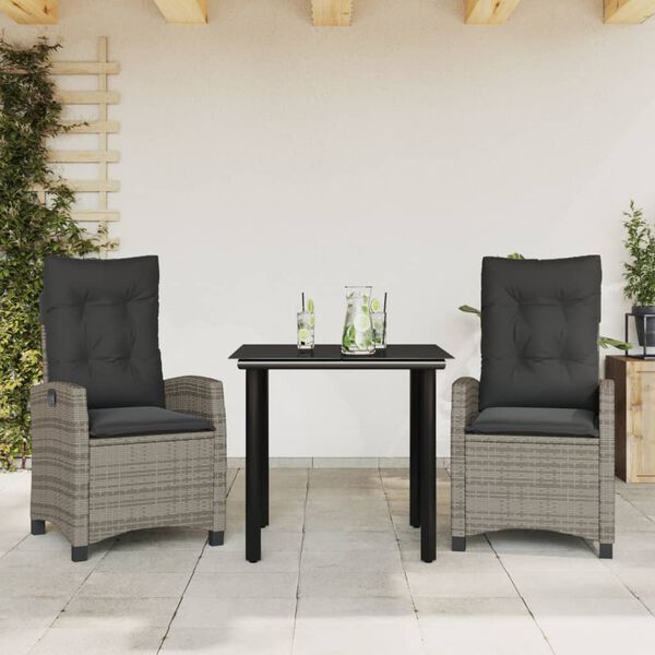 vidaXL Ensemble à manger de jardin et coussins 7 pcs gris rotin