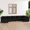 vidaXL Salon de jardin 7 pcs avec coussins Résine tressée Noir